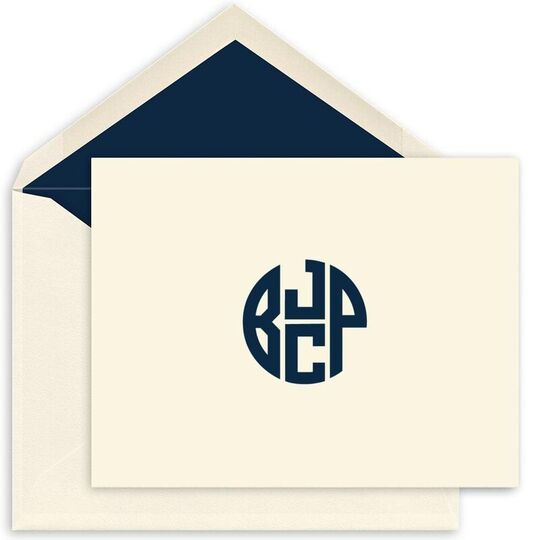 4 Initial Monogram Folded Note Cards